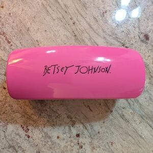 Betsey Johnson Eyeglass Clamshell Hot Pink Case Satin Animal Print Interior